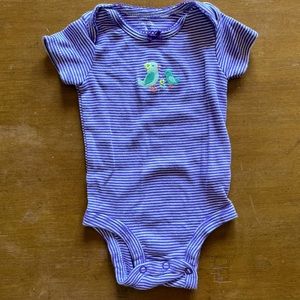 Carter’s Purple/White Onesie with Birds 3 months